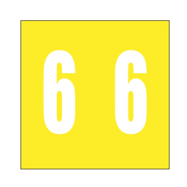 Ames - Filing Labels - Large - Number 6 1-7/8" x 1-7/8" Yellow
